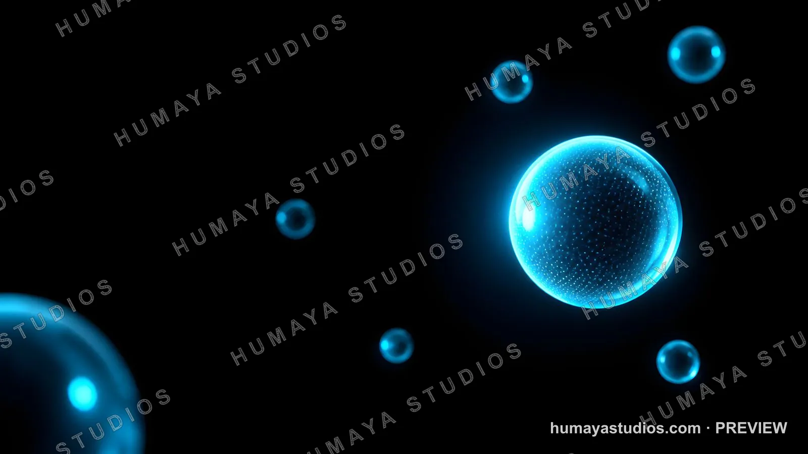 Glowing Blue Cells and Microscopic Organisms in Deep Space