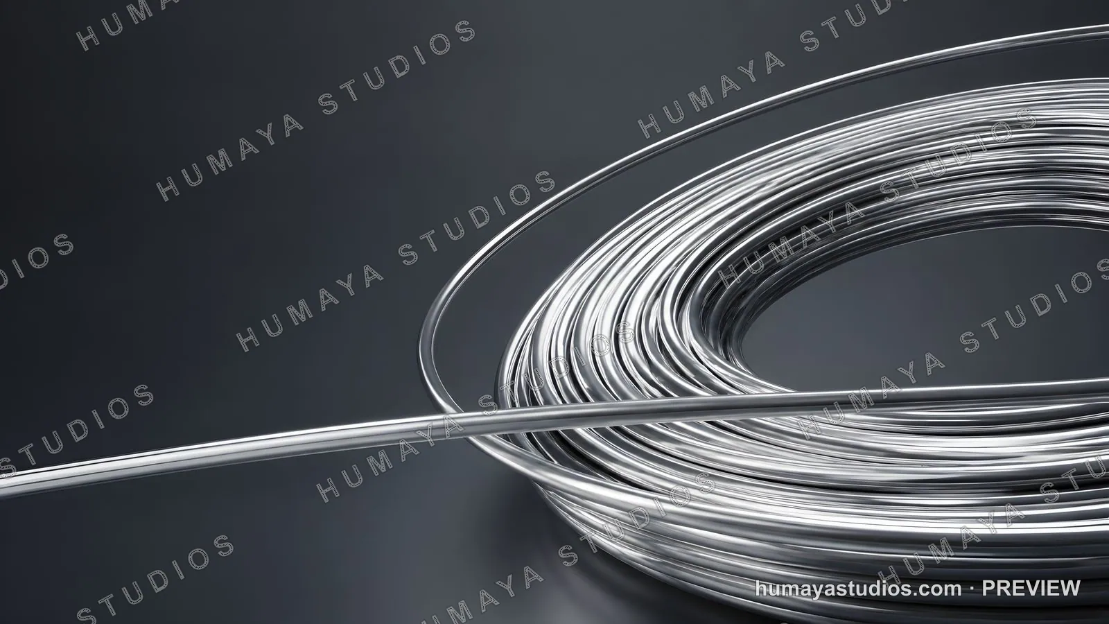 Metal Wire Coil on Dark Background, Industrial Supply