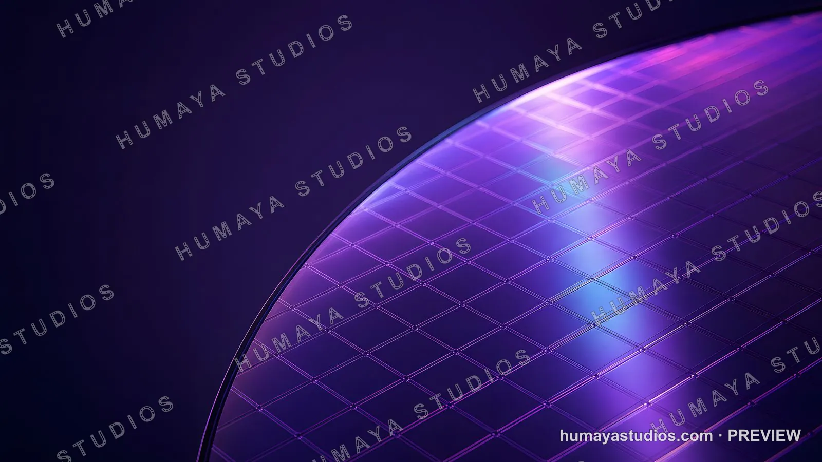 Silicon wafer disc with microchip architecture reflection and grid