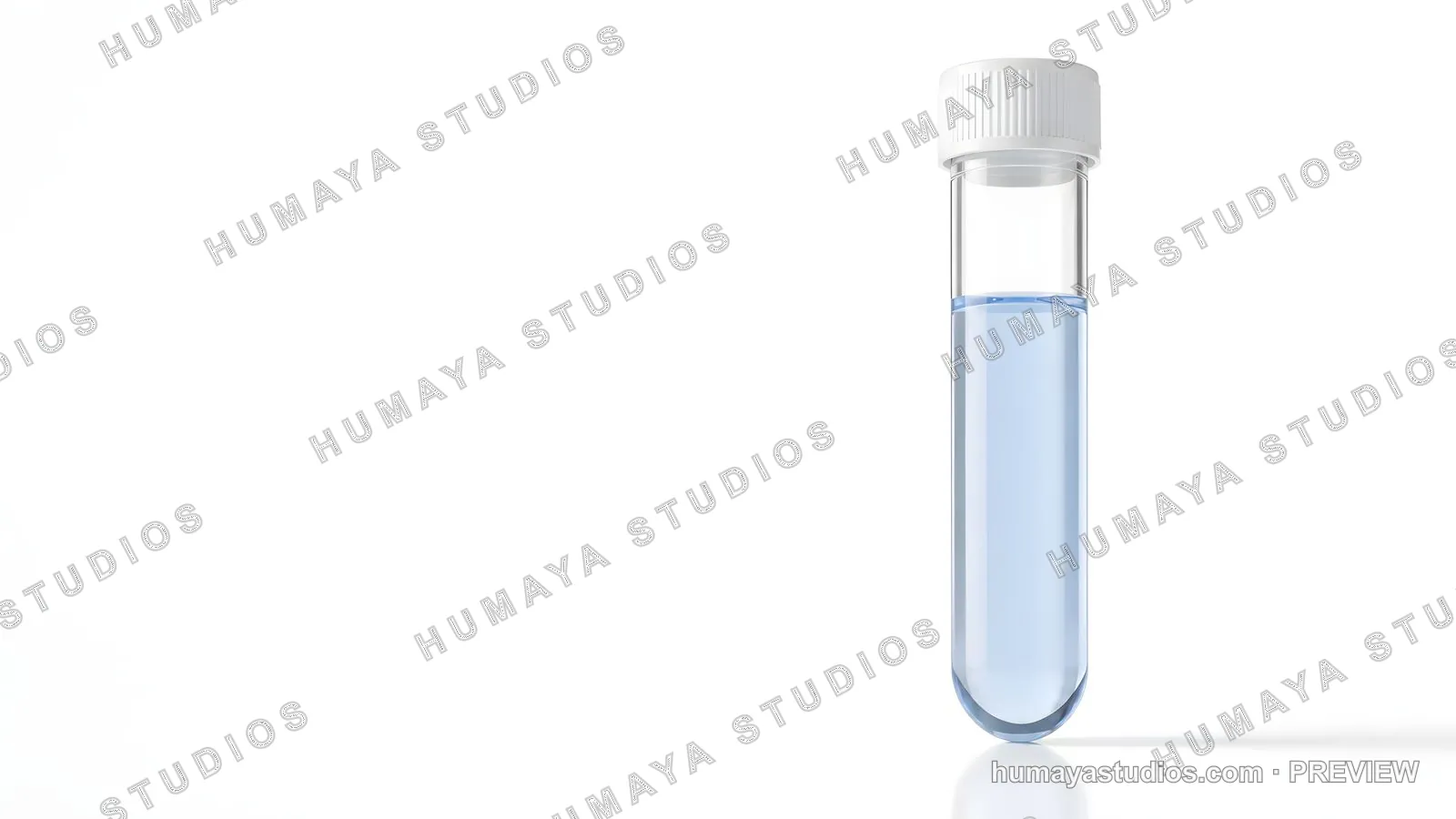 Glass Test Tube with Blue Liquid and White Cap Isolated on White