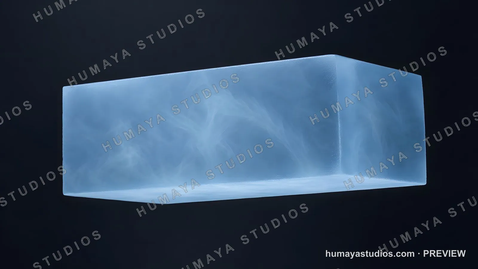 Glowing Blue Ice Block Floating in Dark Abstract Background