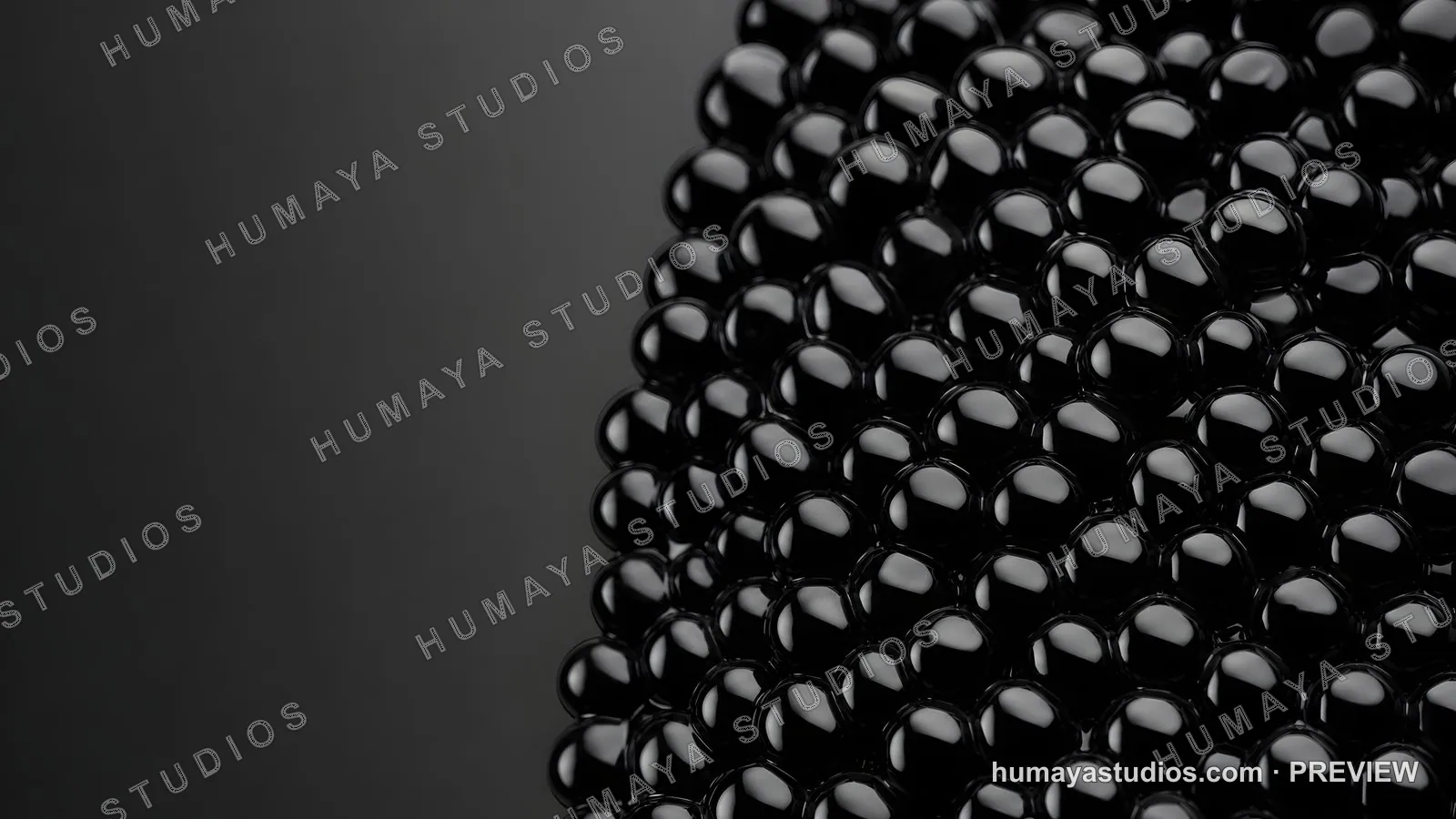 Close up of glossy black spheres texture abstract background