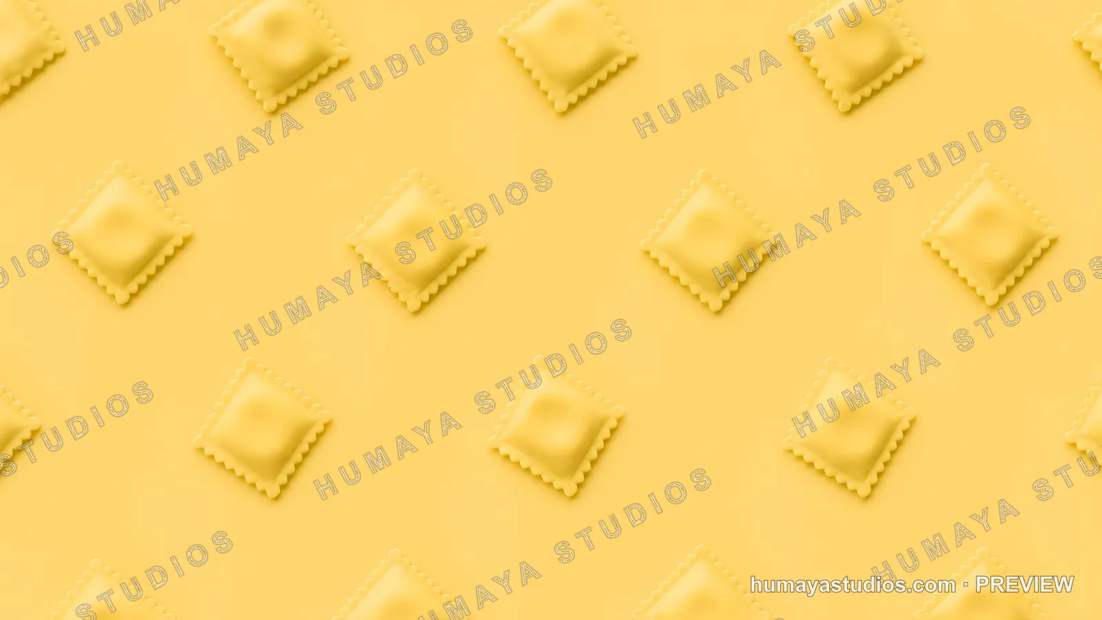 Ravioli Pasta Pattern on Yellow Background
