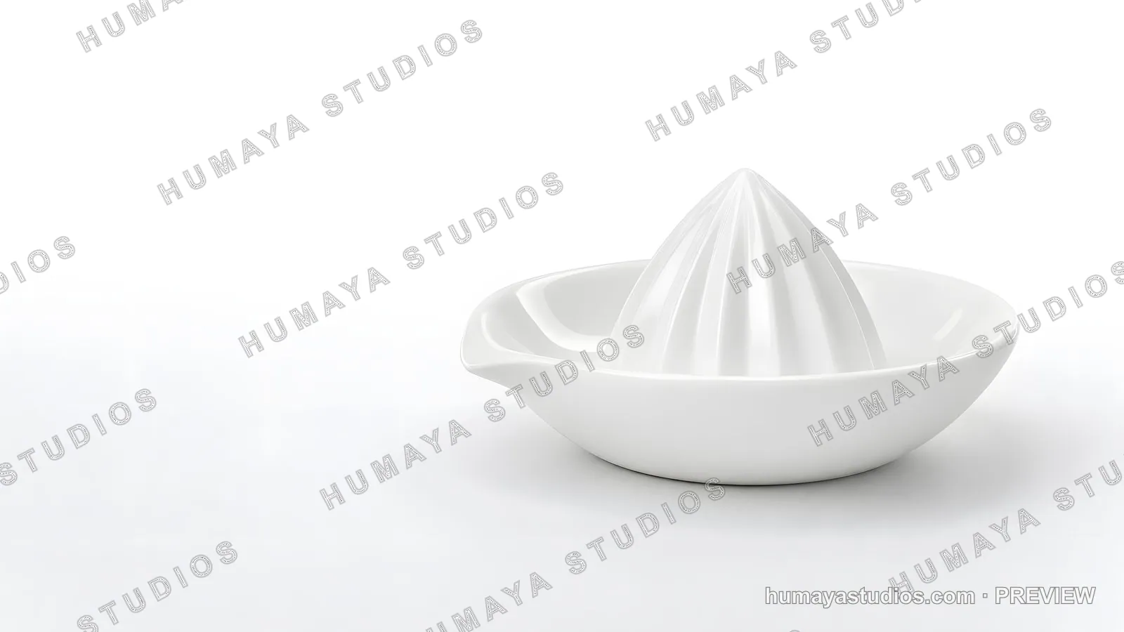 White Ceramic Citrus Juicer on Plain Background