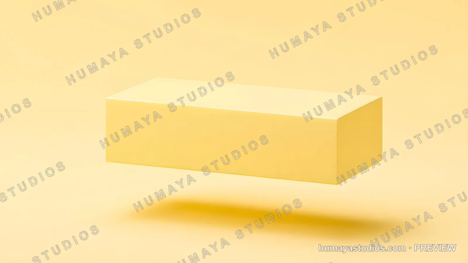 Yellow Floating Rectangular Podium on Yellow Background