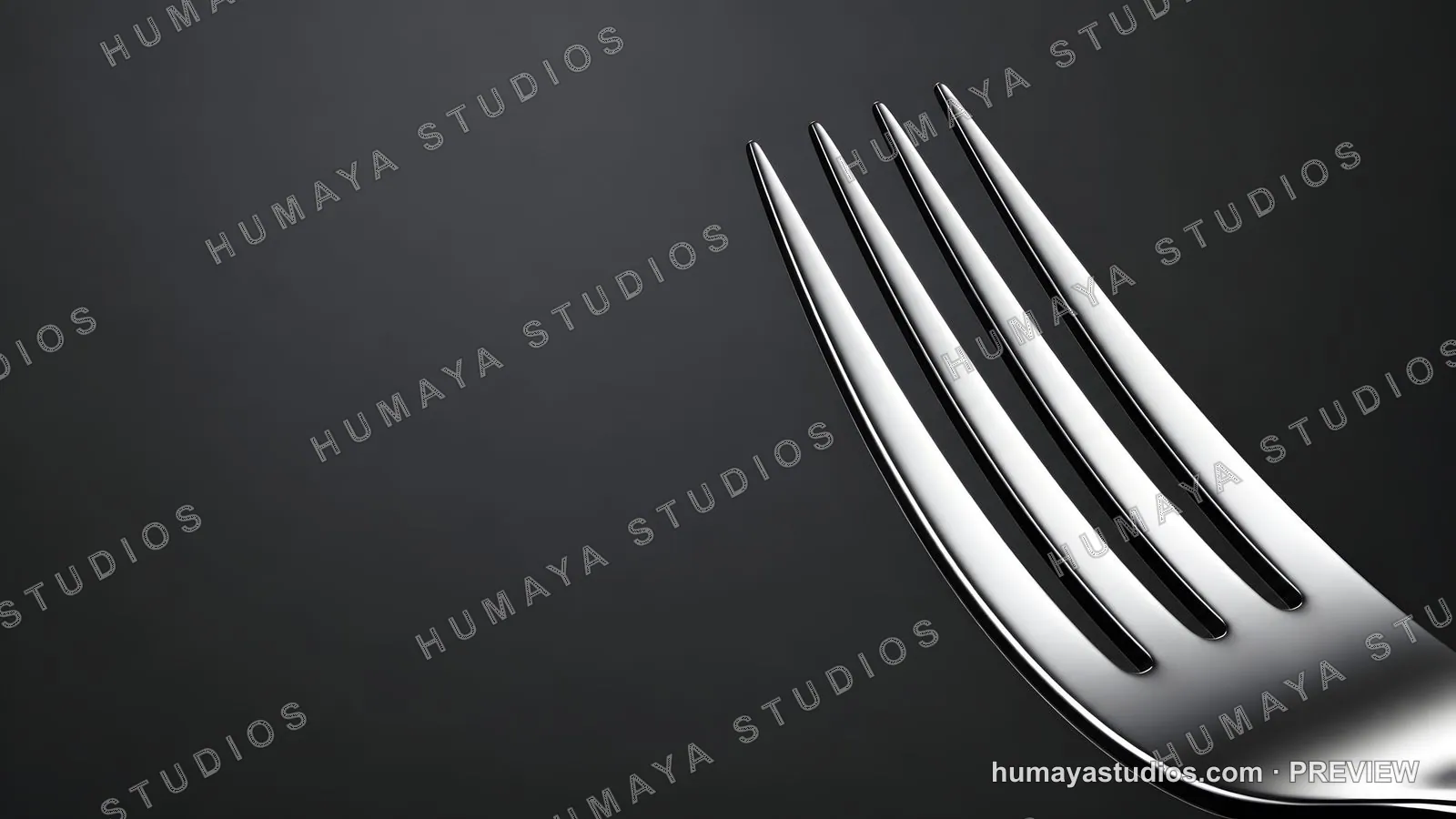 Shiny silver fork on dark background, kitchen utensil macro shot