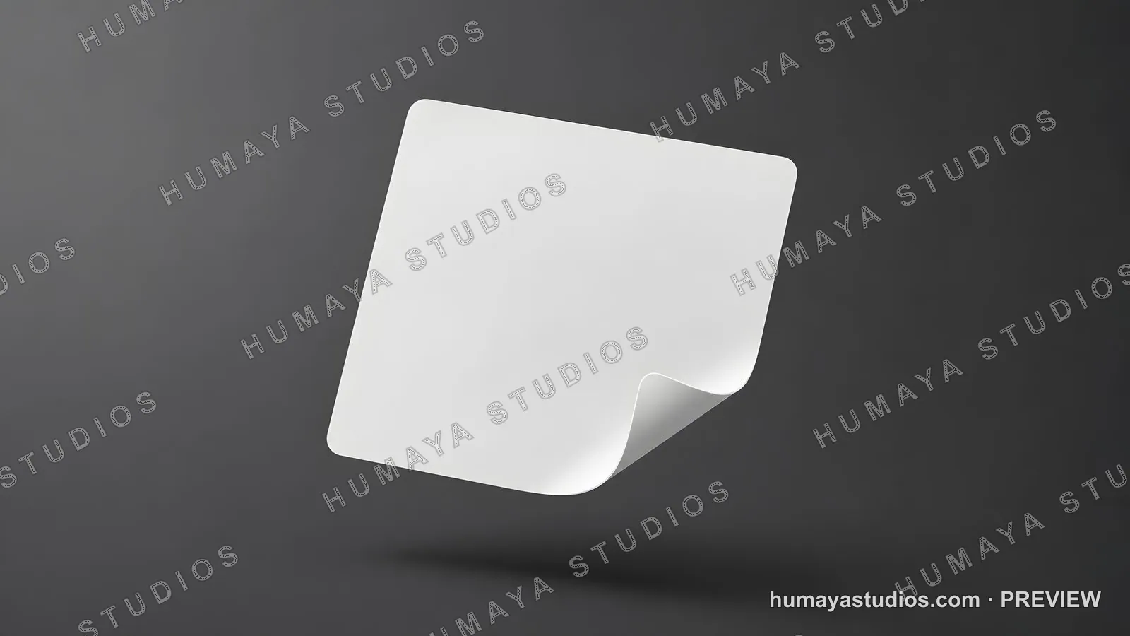 Blank Square White Sticker Mockup with Peeling Corner on Dark