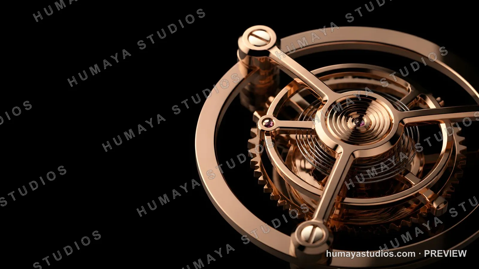 Rose Gold Mechanical Watch Movement Macro Shot
