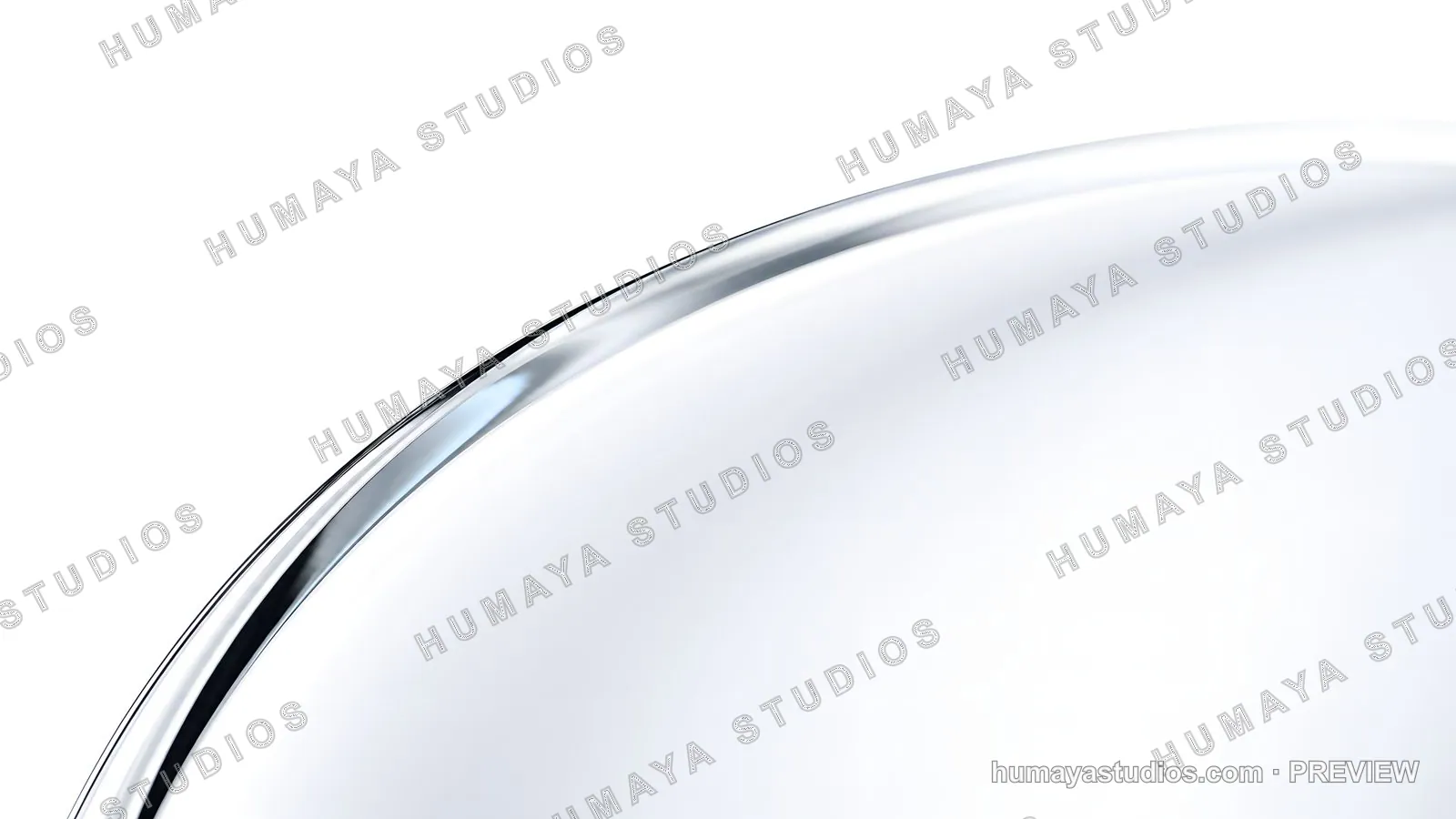 Glossy curved glass surface with metallic reflections