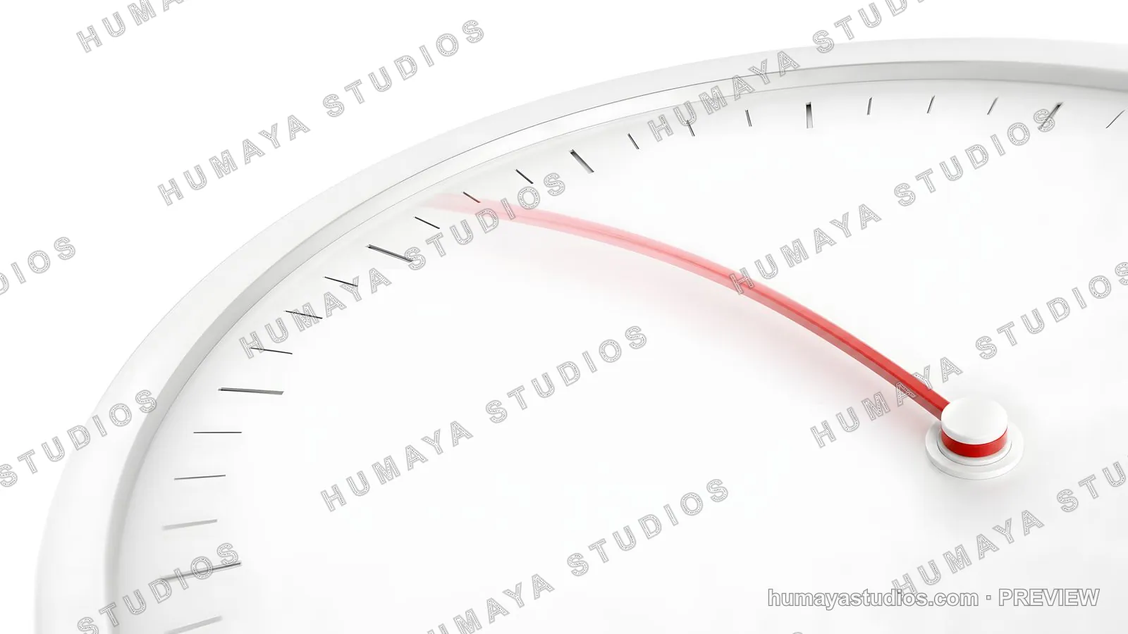 Close-up of a clock with a fast-moving red hand and motion blur