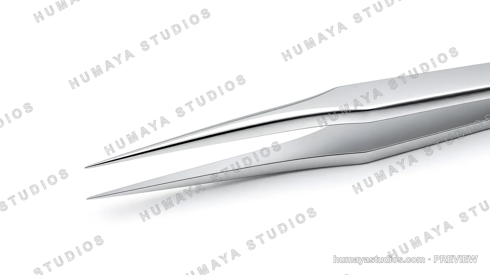 Close-up of precise metal tweezers for laboratory and watchmaking