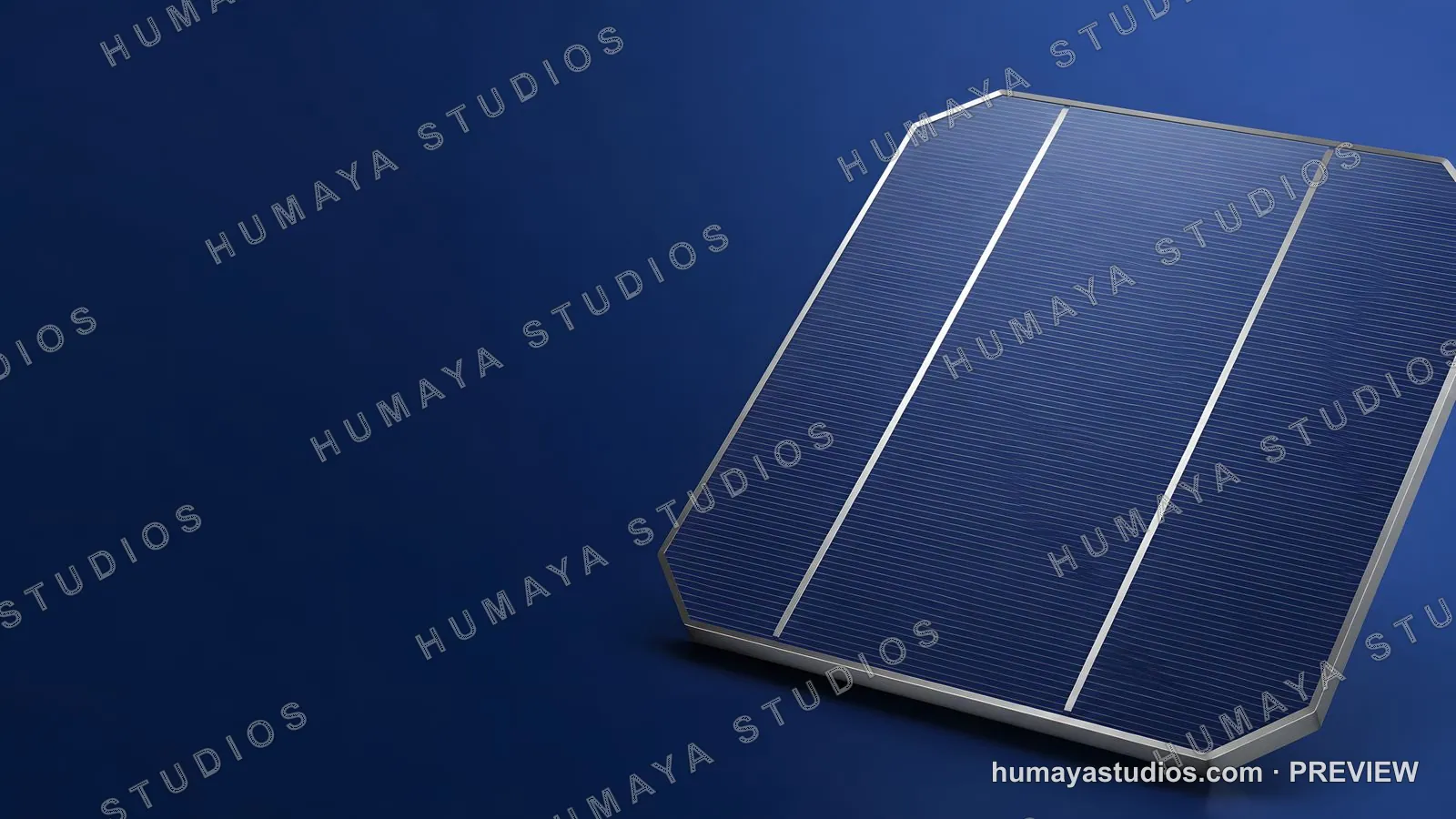 Monocrystalline Solar Cell on Blue Background