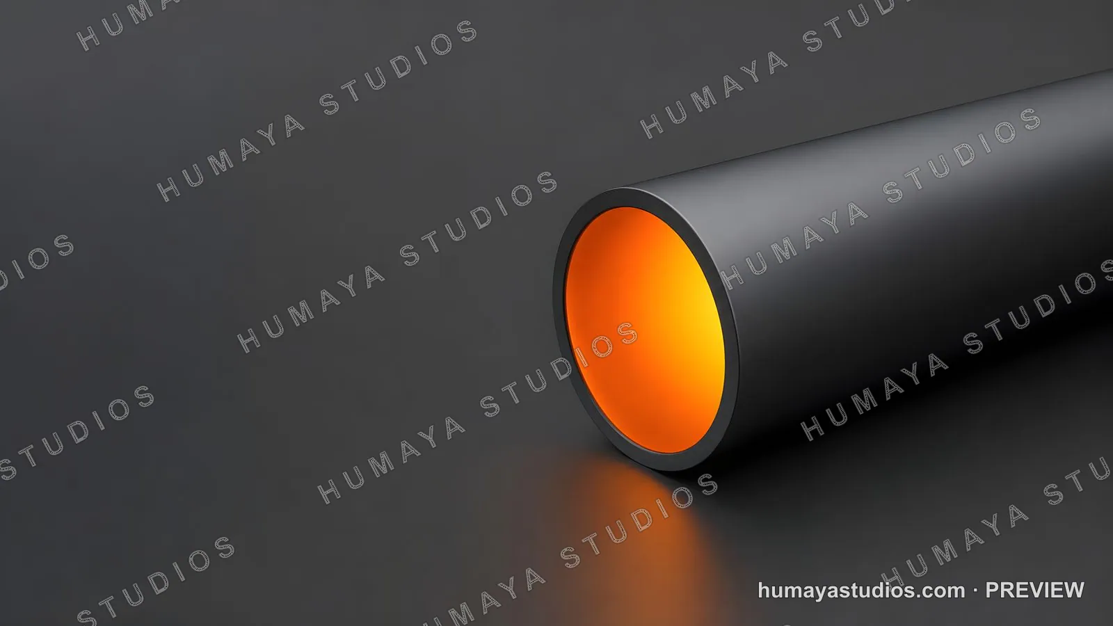 Glowing Orange Light Inside a Dark Gray Cylinder Tube