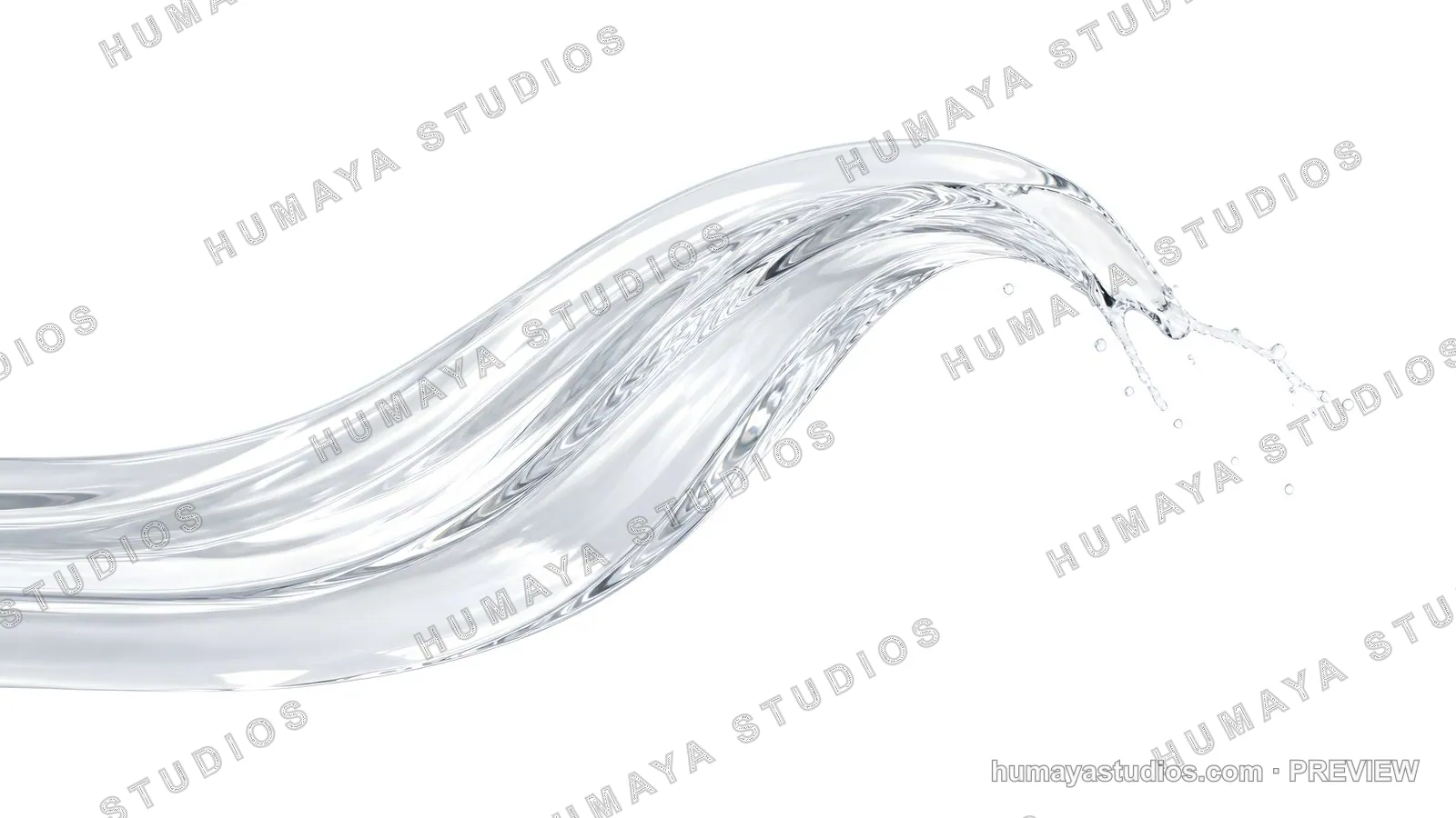Dynamic crystal clear water splash wave isolated on white background