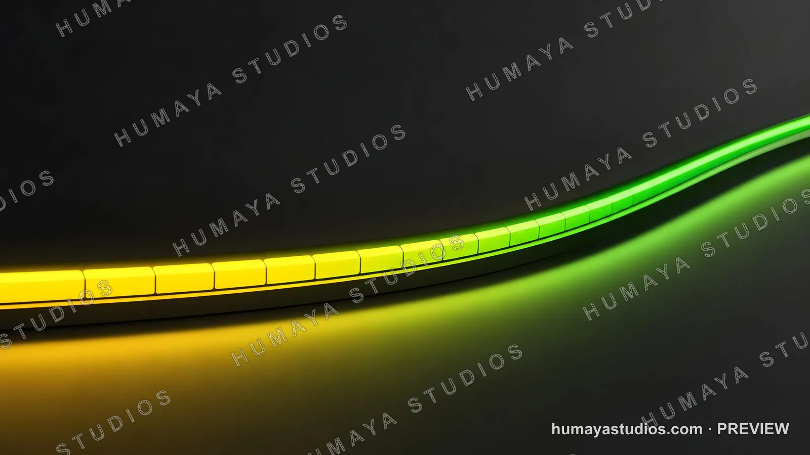 Glowing Yellow and Green Neon Light Strip Curve on Dark Background