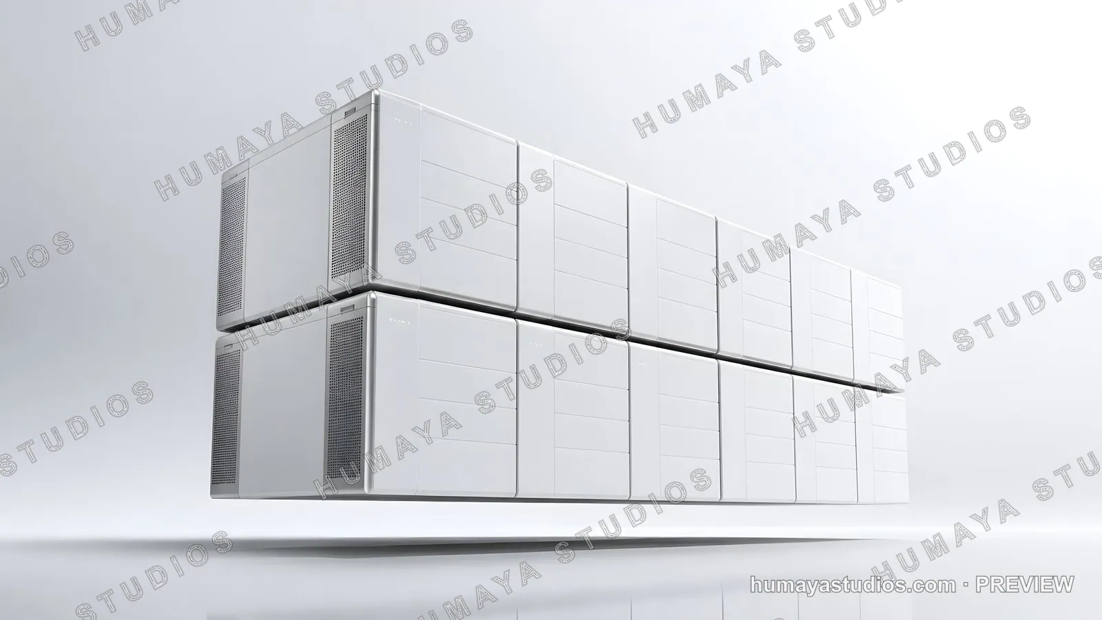 Modular Battery Energy Storage System Pods Floating in White Space
