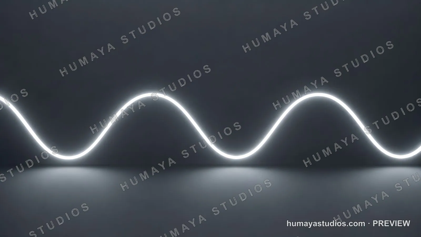 Glowing neon sine wave light curve on dark background