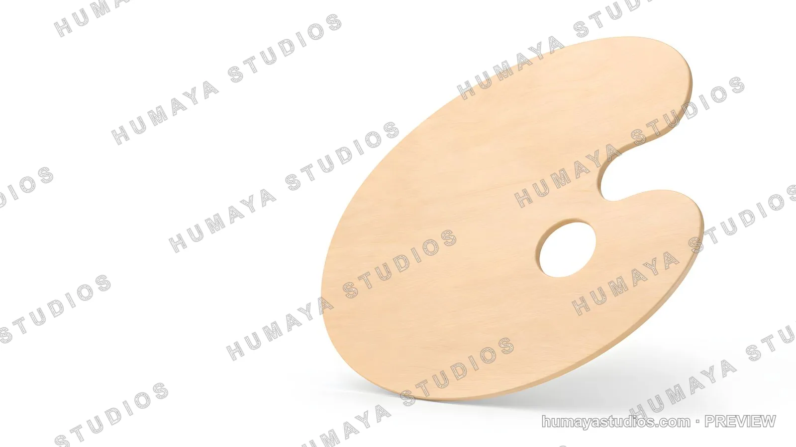 Wooden artist paint palette mockup isolated on white background