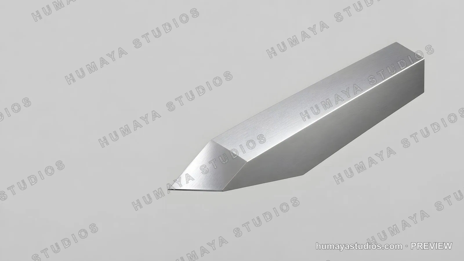 Polished steel metal bar with sharp pointed chisel tip 3D render