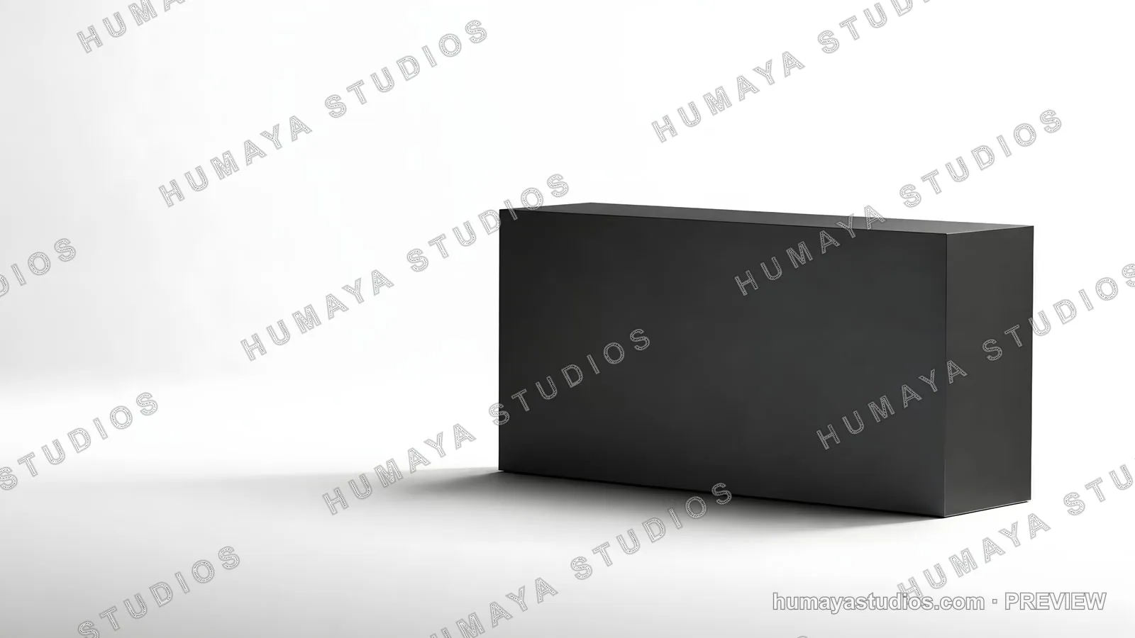 Modern Black Box Podium on White Minimalist Studio Background
