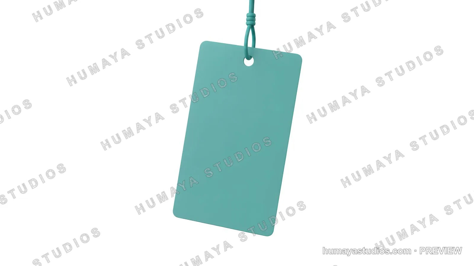 Turquoise Pricing Tag Mockup Hanging Isolated on White Background
