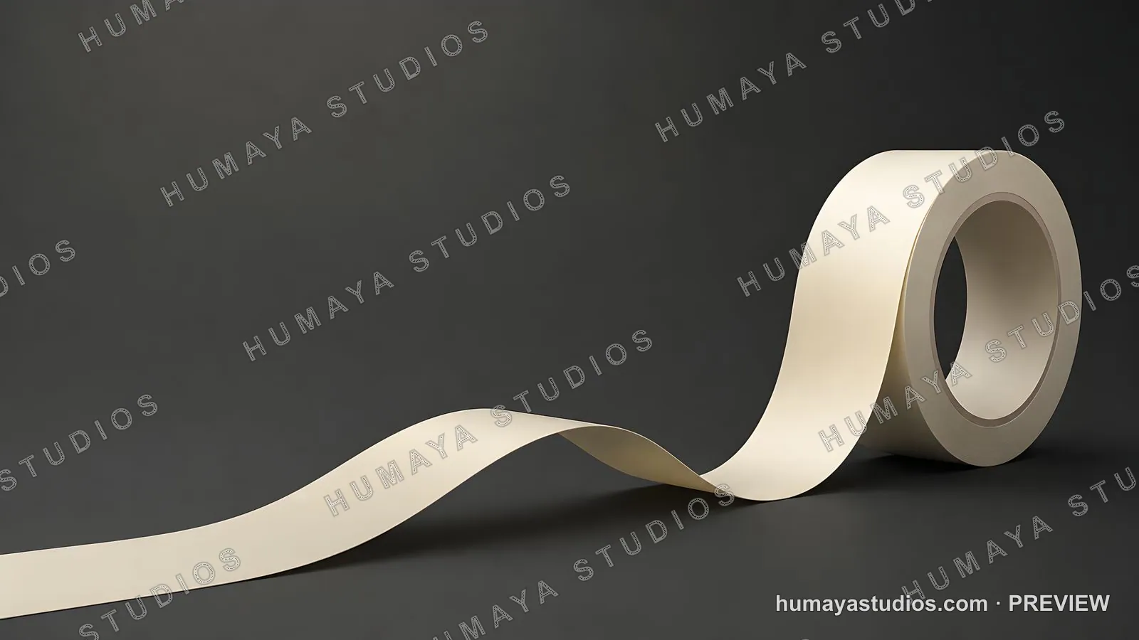 Masking tape roll unrolling on black background