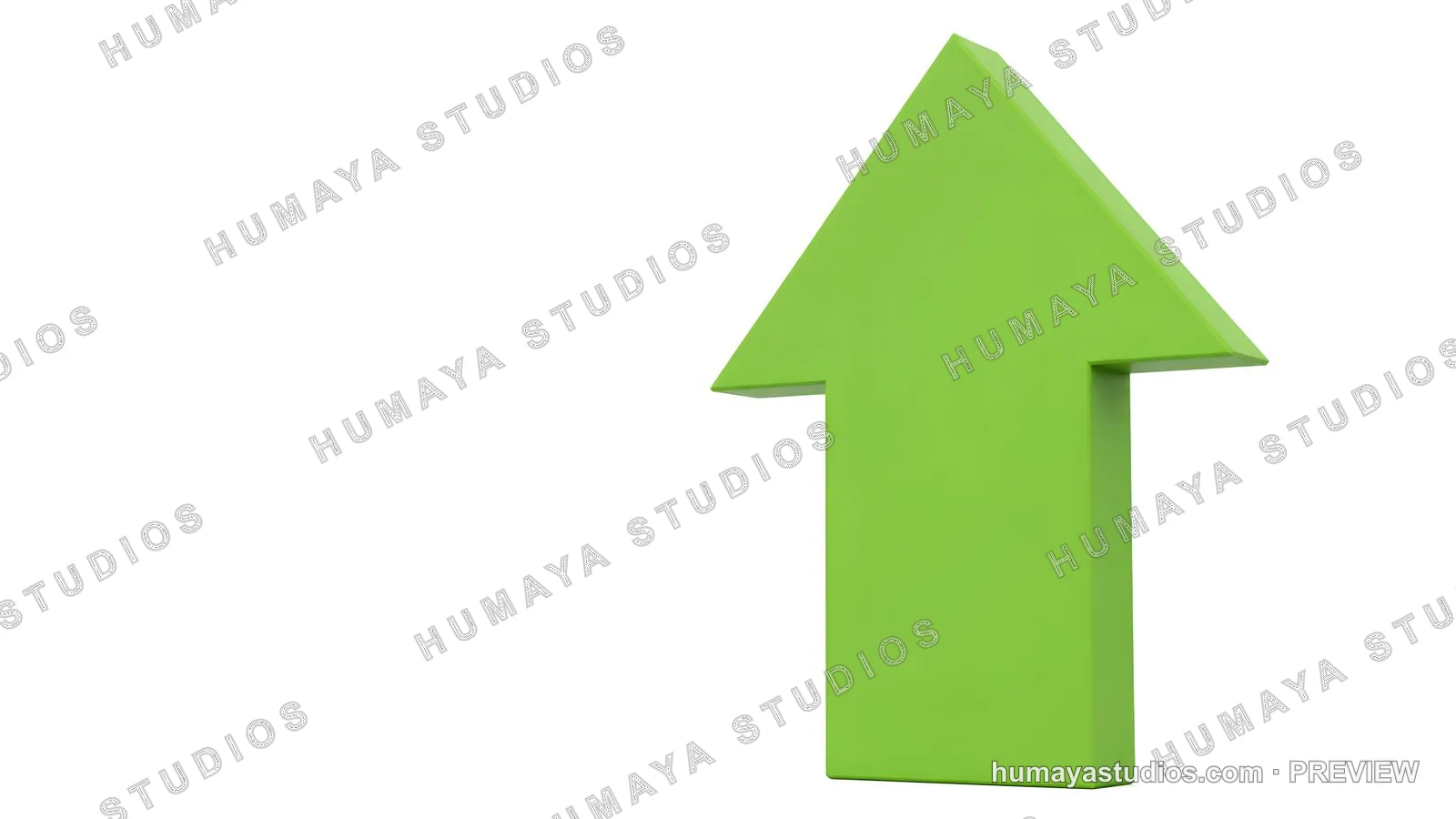 Green 3D directional arrow pointing up on white background