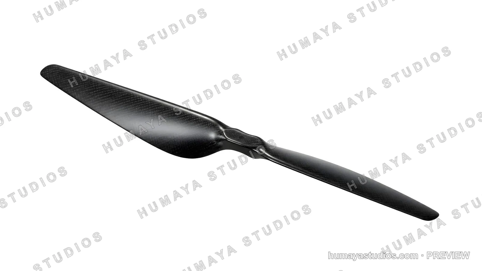 Carbon fiber drone propeller isolated on white background
