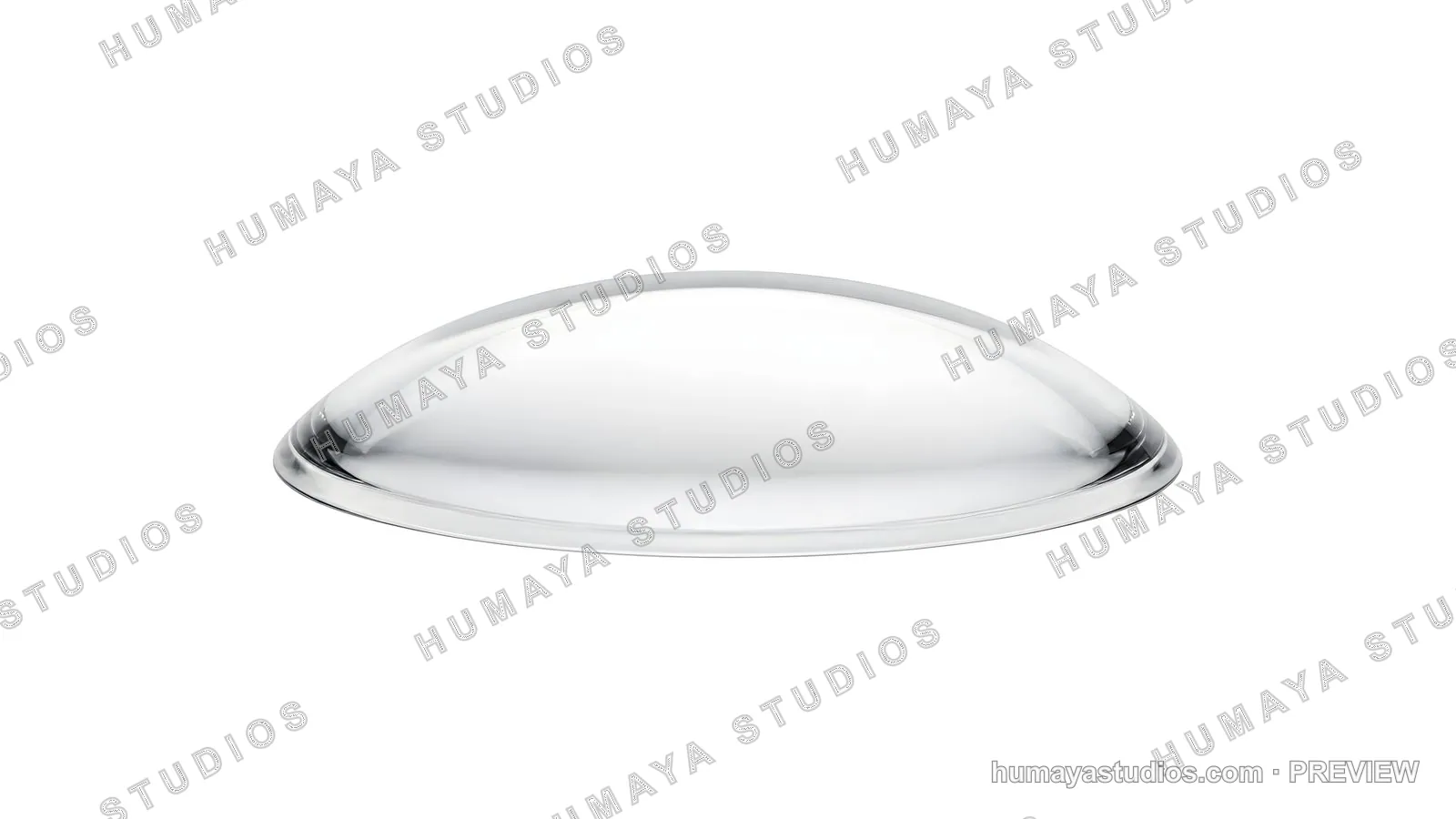 Glass Dome Lens Transparent Optical Element Isolated on White