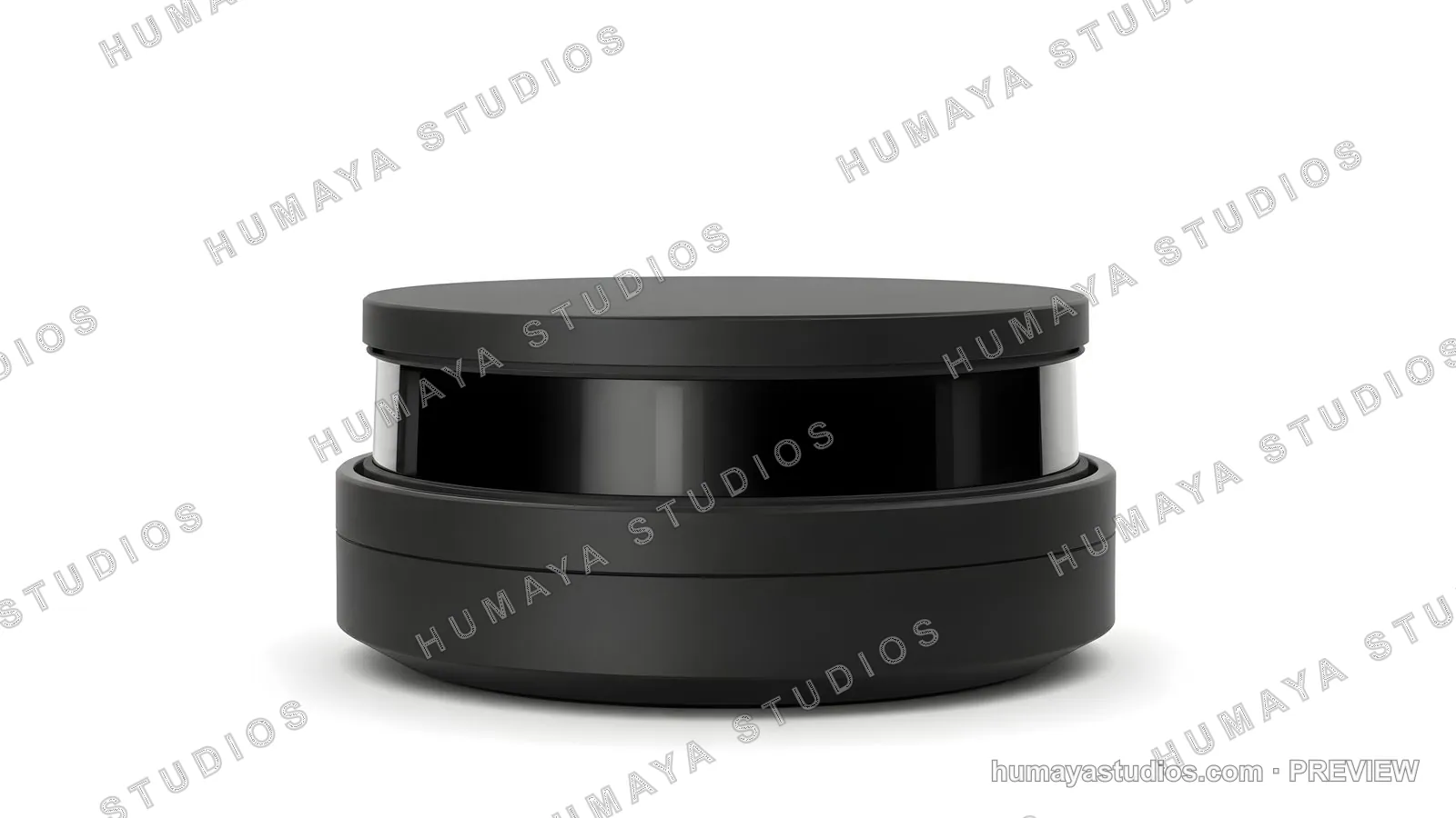 Black lidar sensor for autonomous vehicles isolated on white