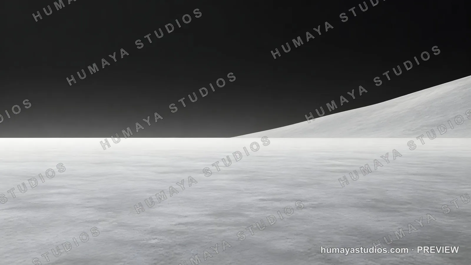 Minimalist white landscape with snowy ground and dark gradient sky