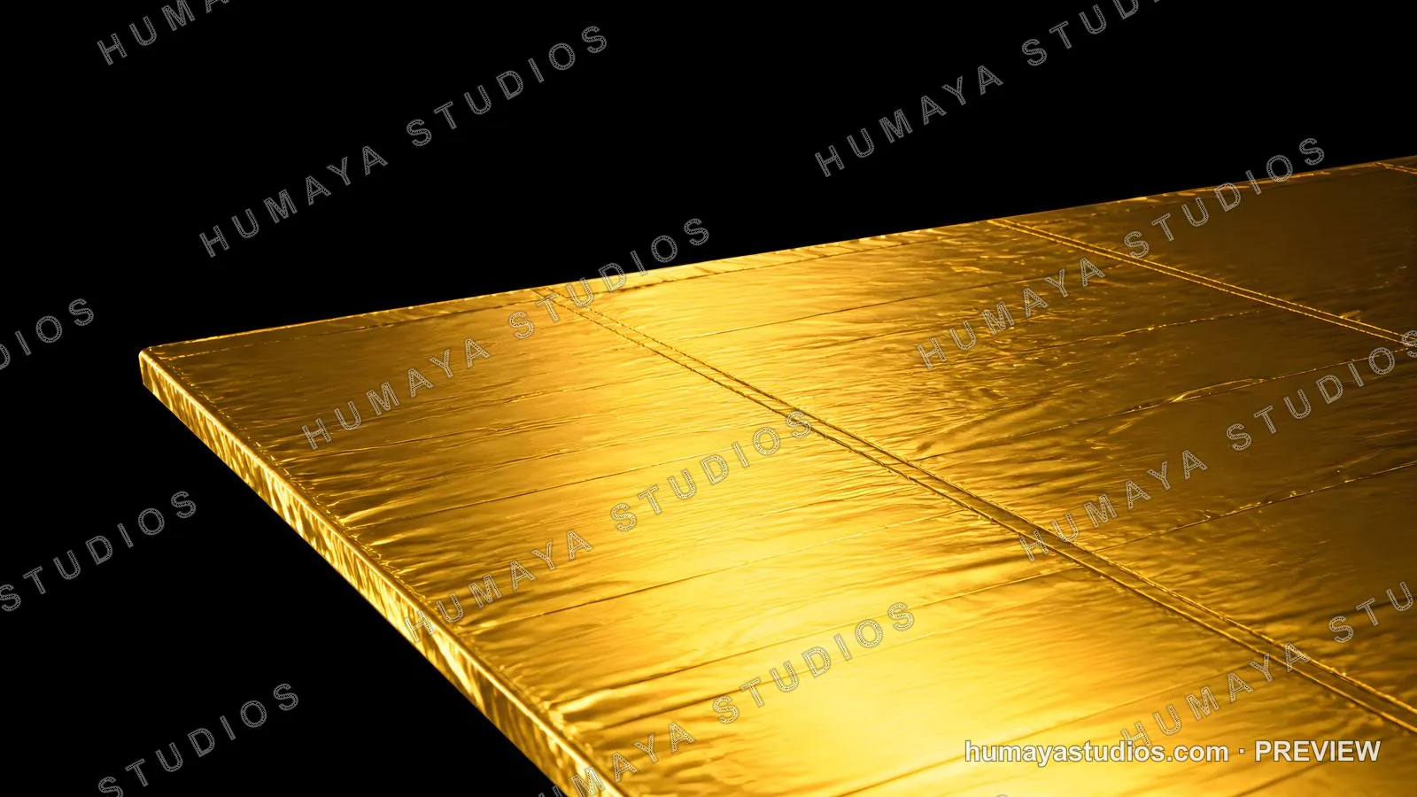 Golden insulation foil blanket on black background
