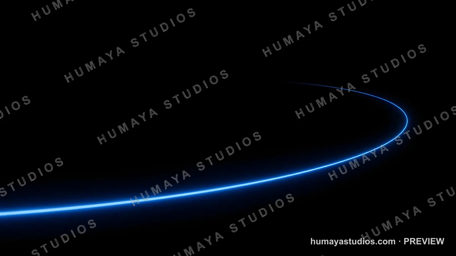 Glowing blue neon light curve on black background