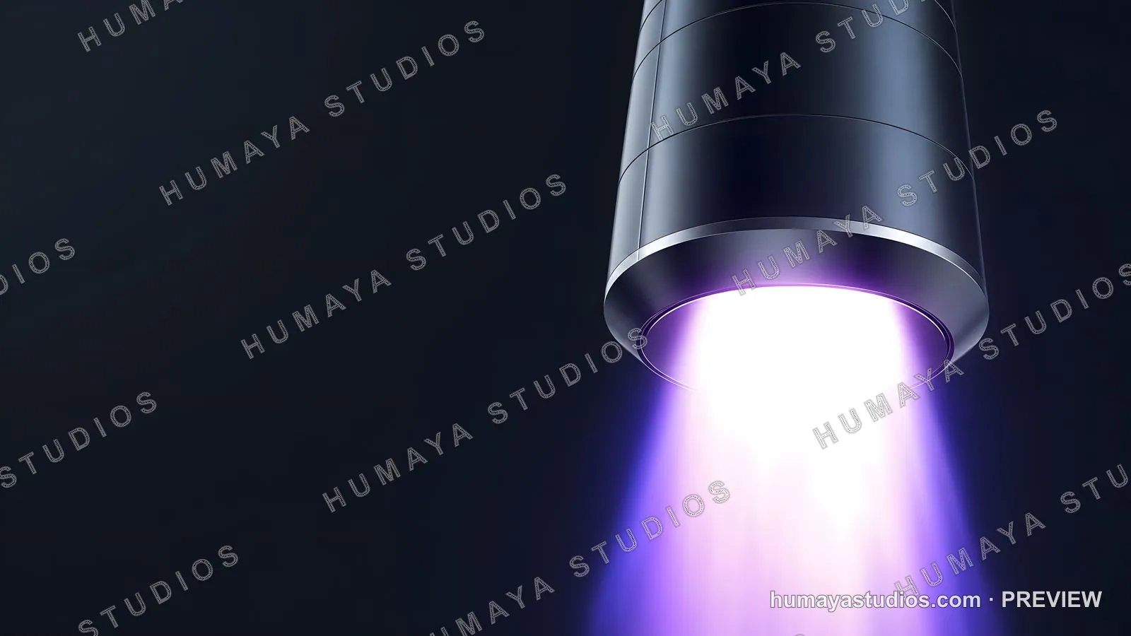 Futuristic propulsion engine emitting powerful ultraviolet plasma beam