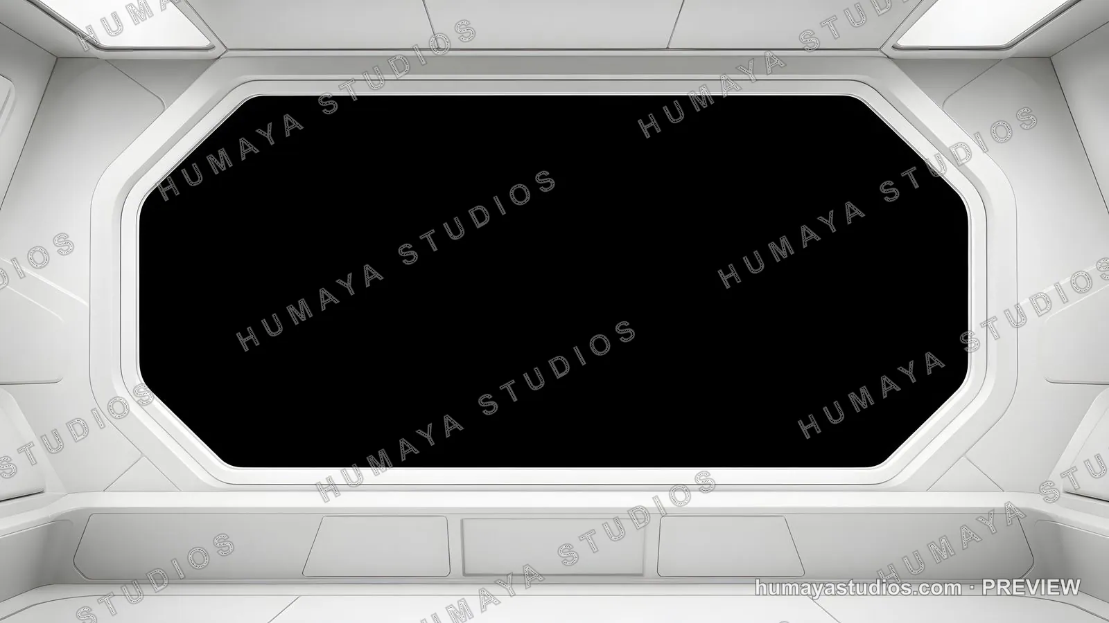 Futuristic Spaceship Observation Window with Black Viewport