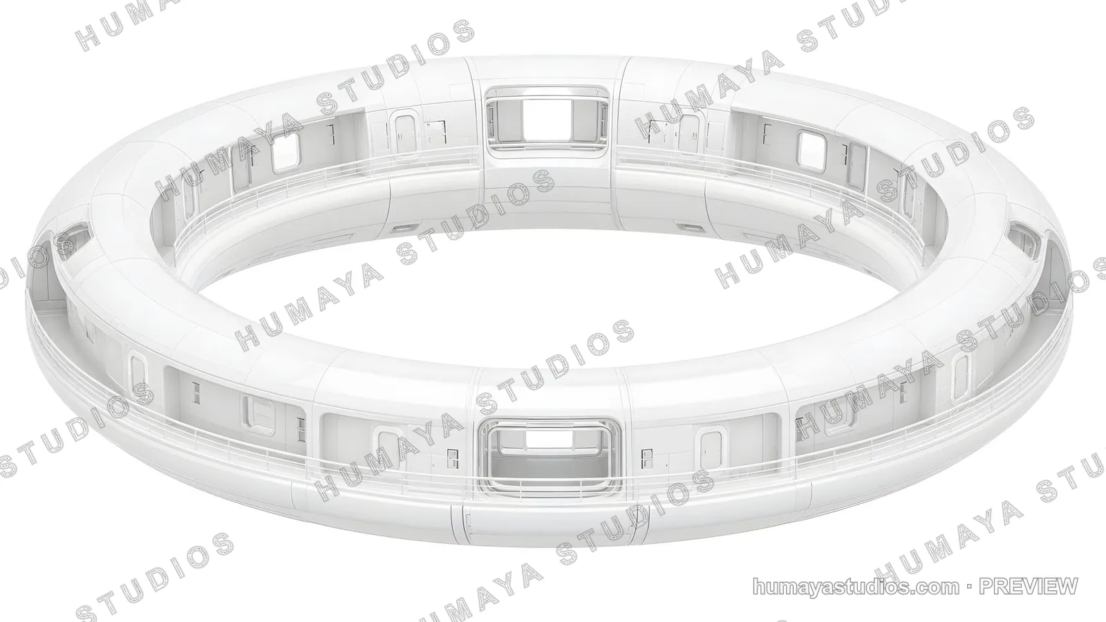 Futuristic Space Station Ring Module 3D Model Render