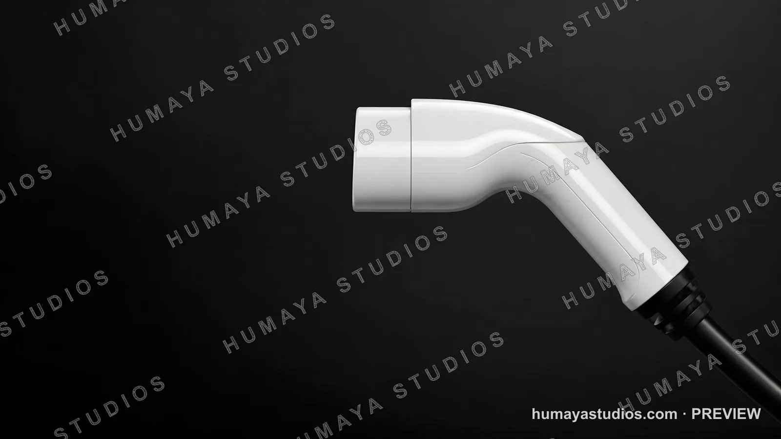 White EV Charging Cable Nozzle on Dark Background