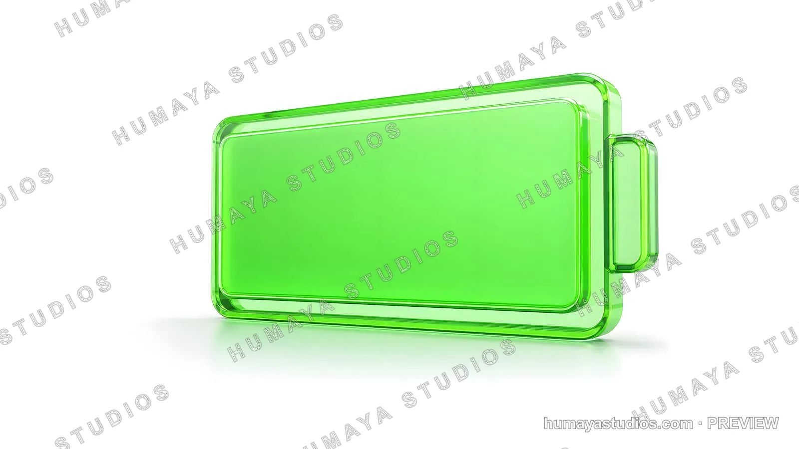 Green glass battery icon representing full power and eco energy