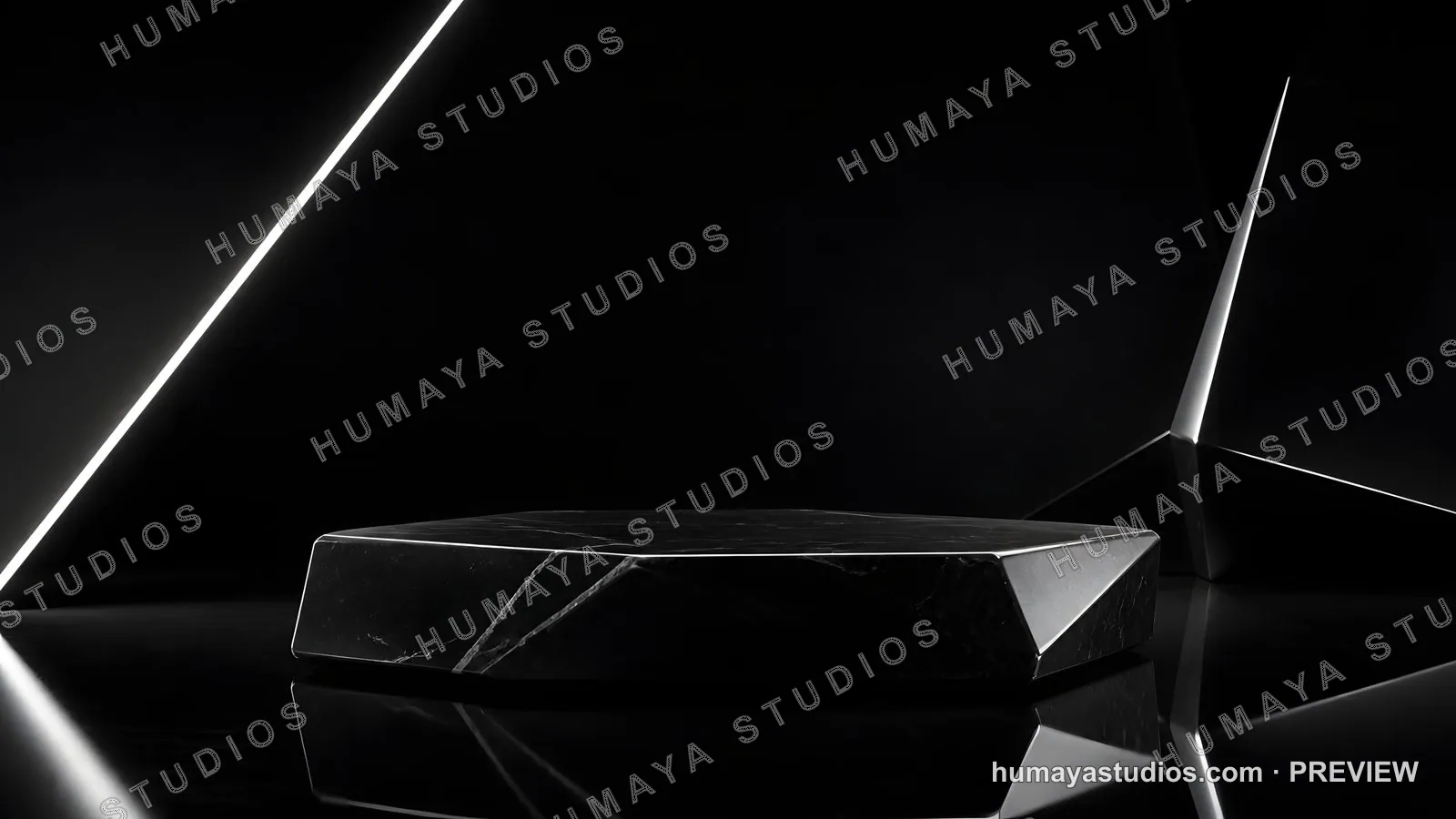 Black Marble Podium Stand for Product Showcase in Minimalist Studio