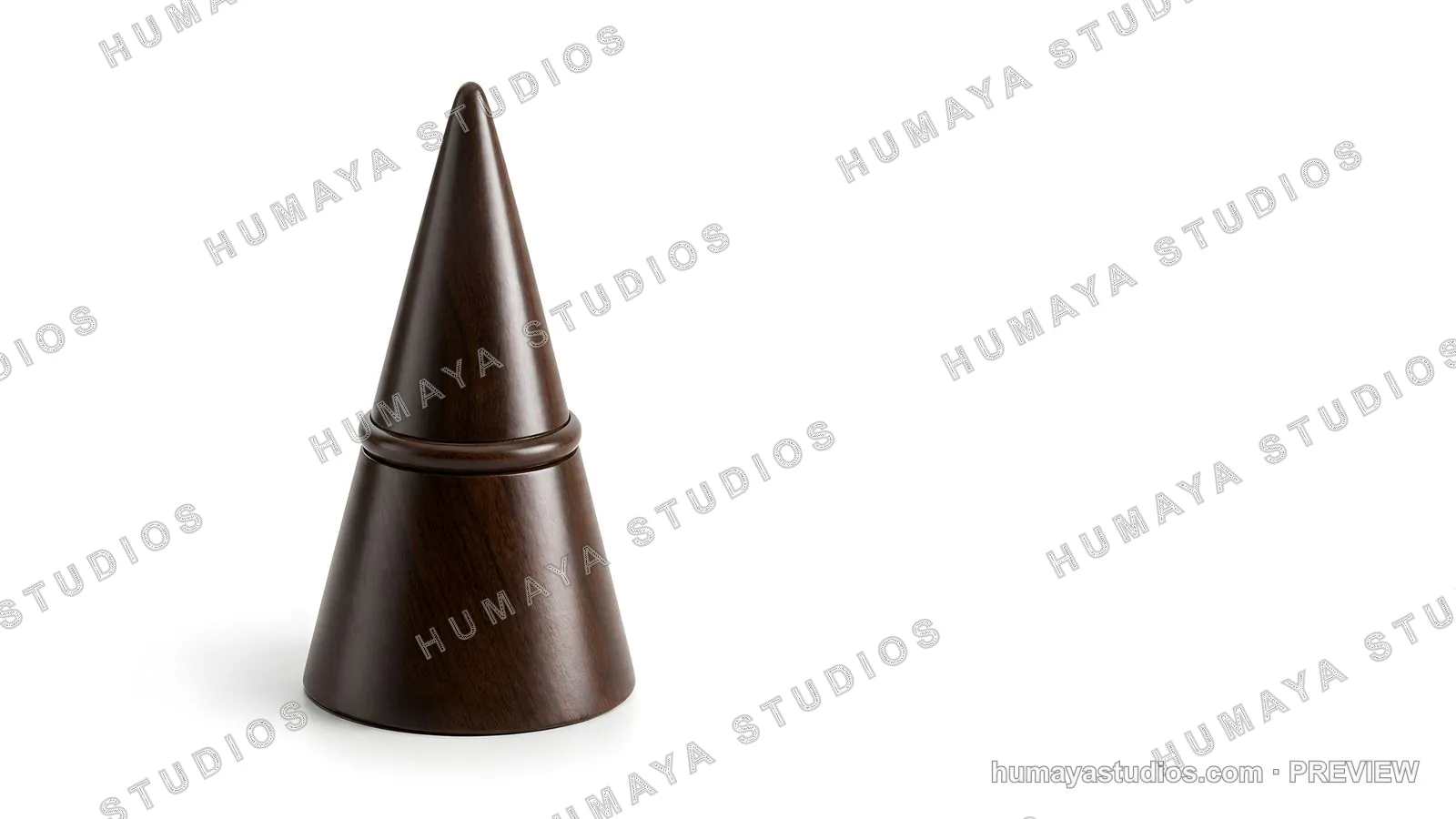 Wooden Ring Holder Cone Stand on White Background