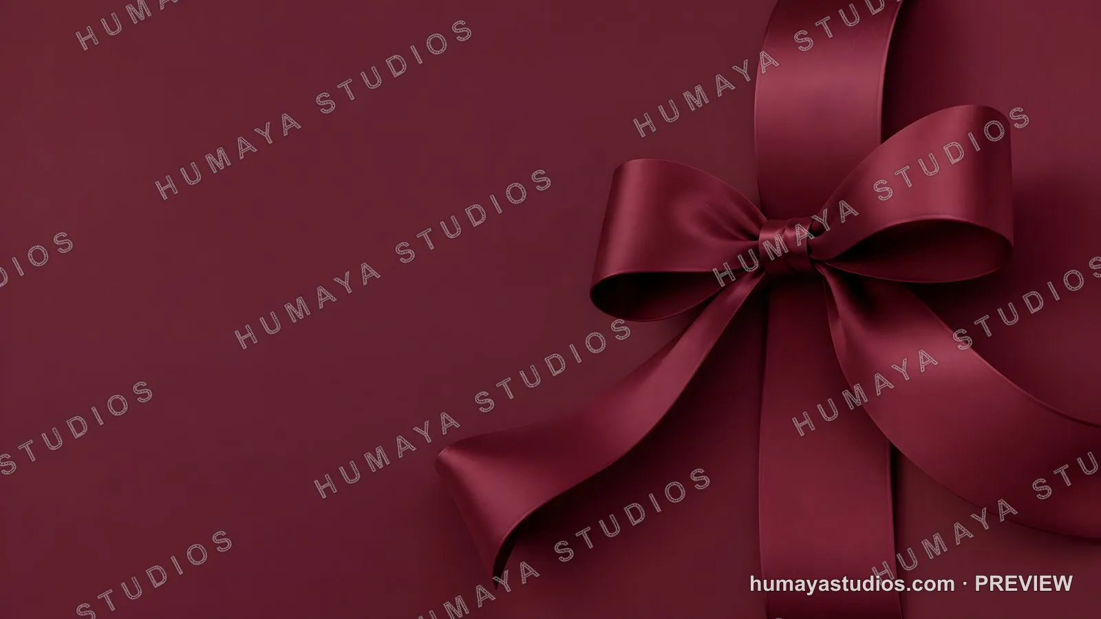 Burgundy Gift Ribbon Bow on Dark Red Background