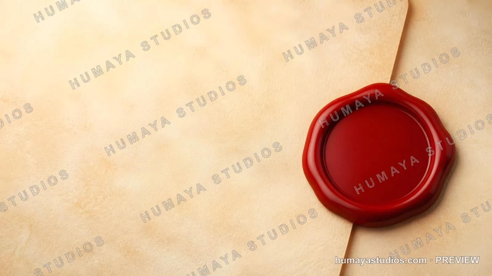 Red wax seal on old parchment paper