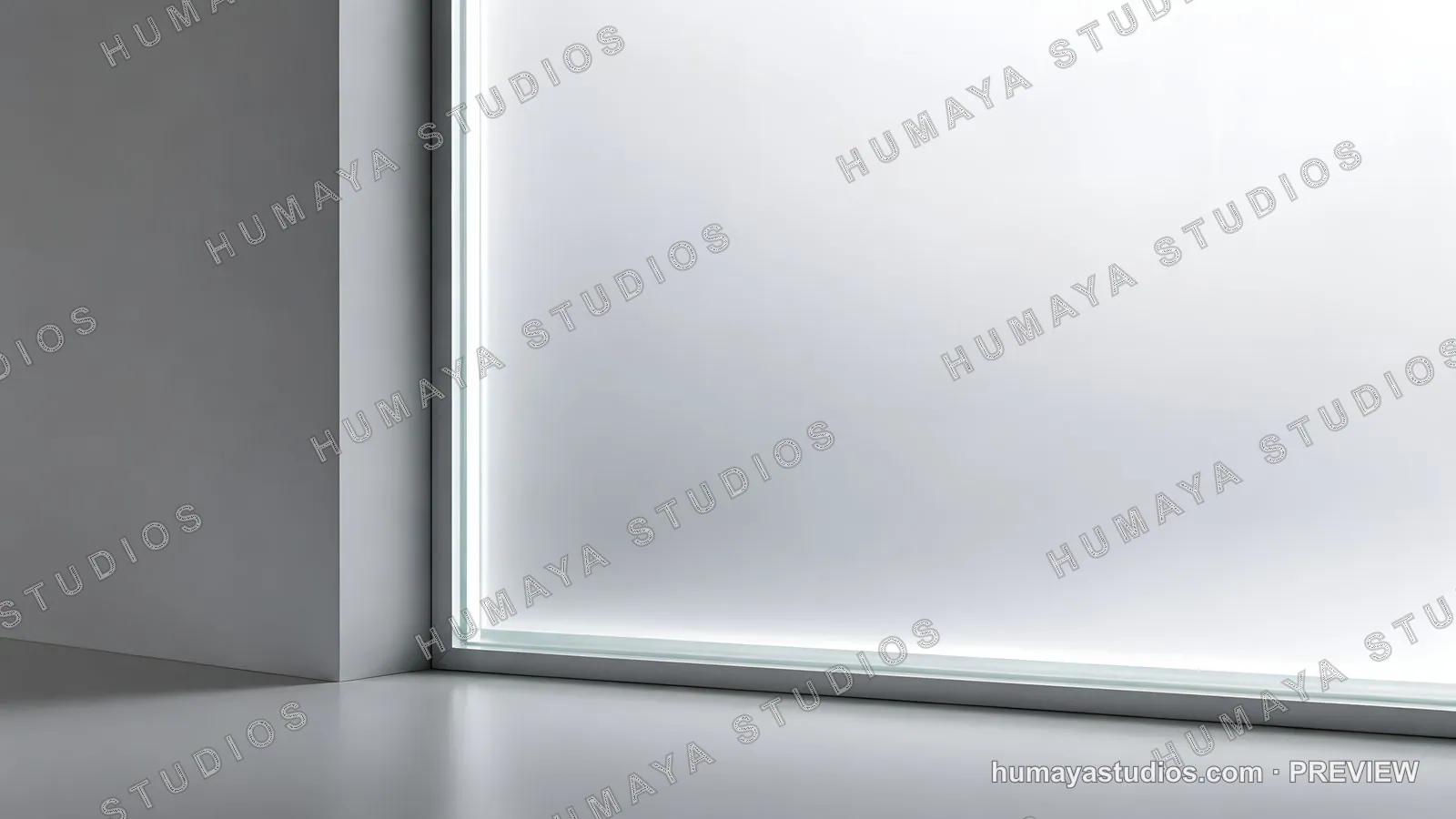 Modern minimal interior corner with frosted glass window