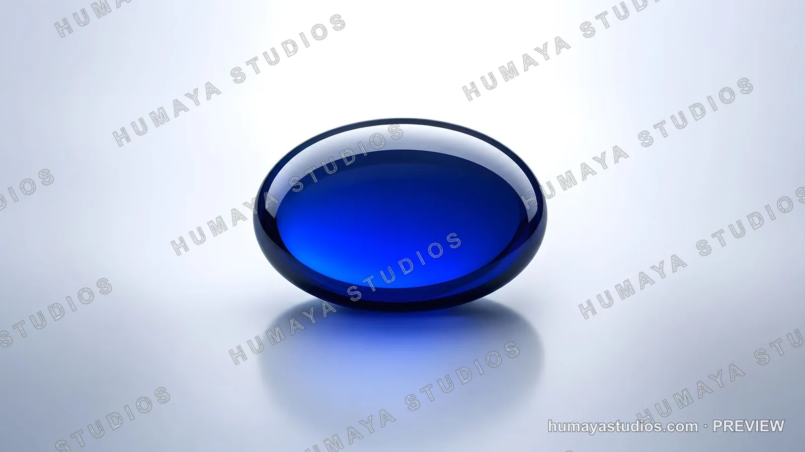 Blue Glass Pill or Capsule on Light Background