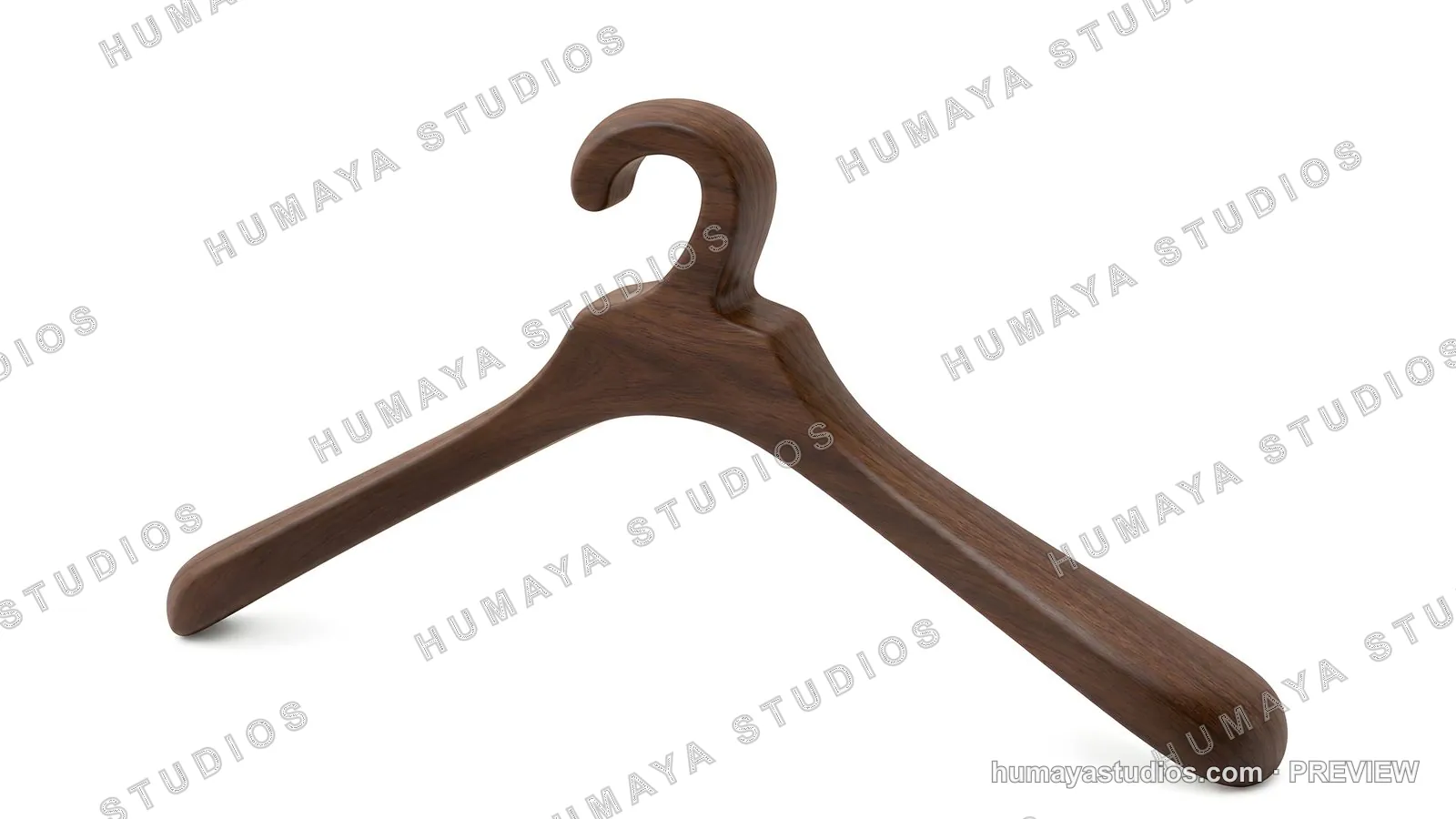 Minimalist wooden clothes hanger isolated on white background