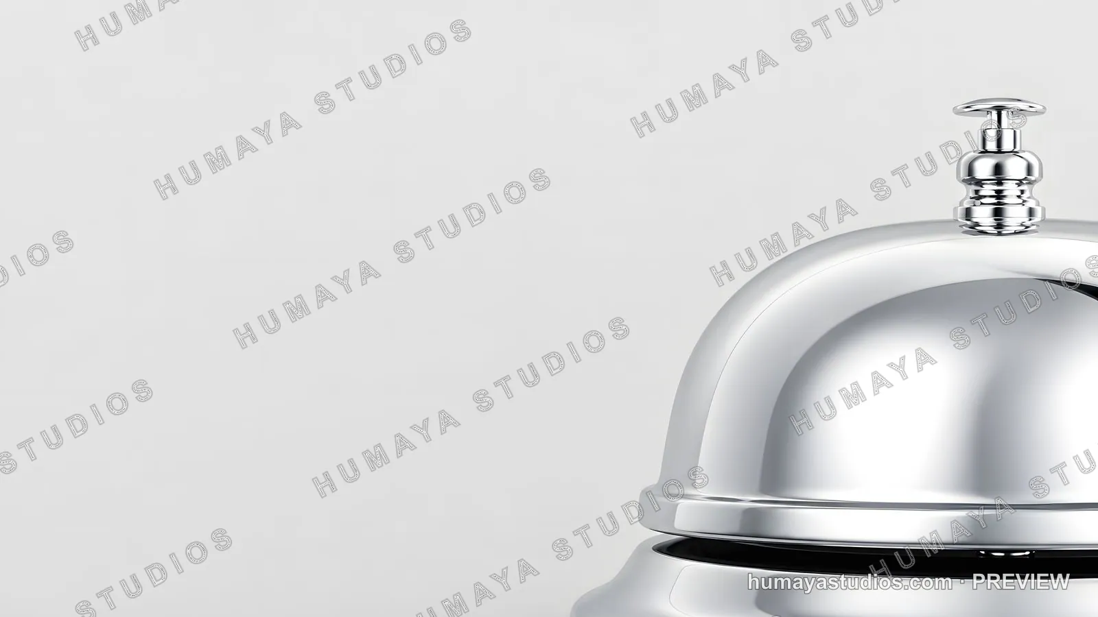 Chrome Hotel Service Bell on White Background