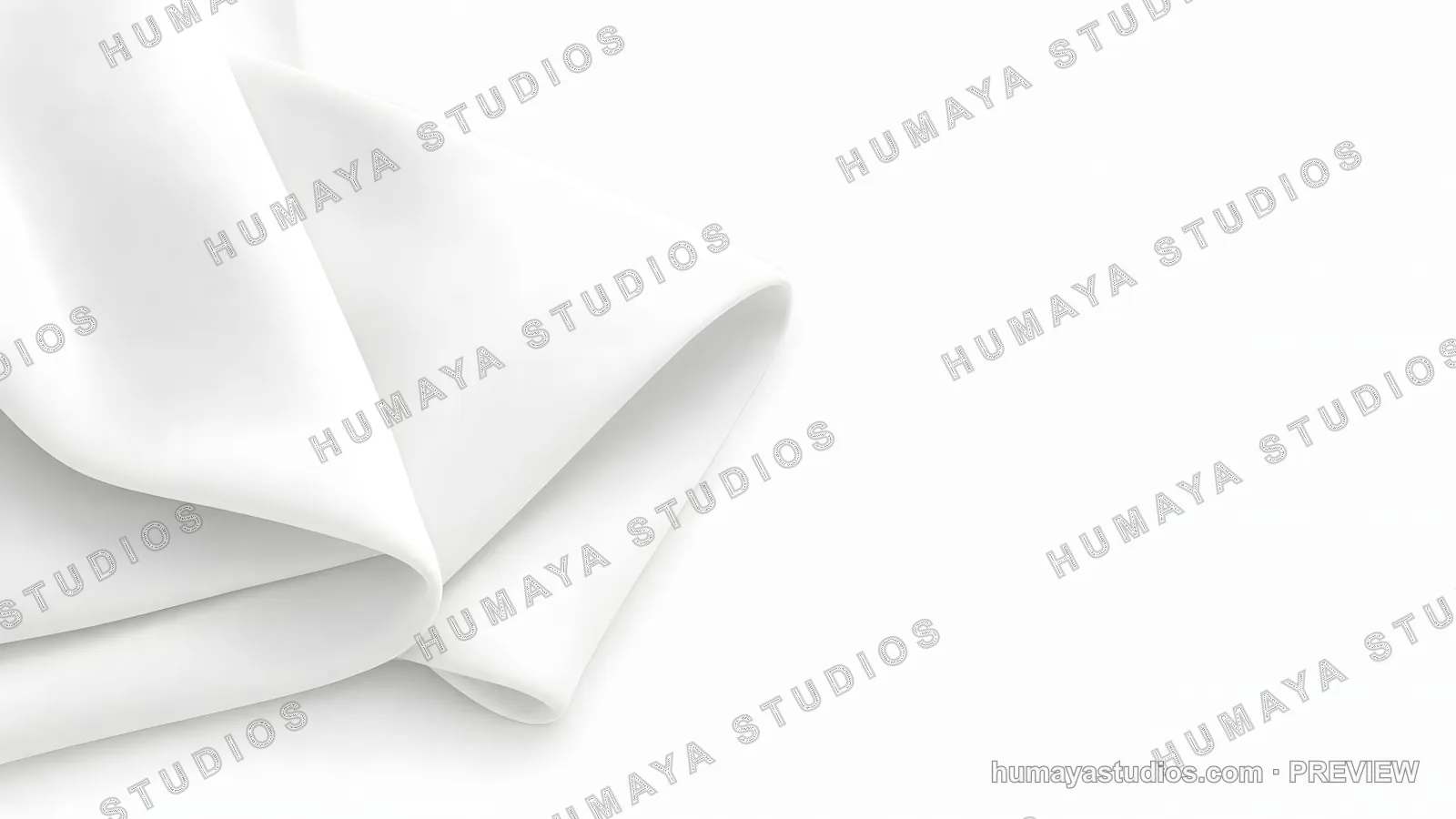 White Silk Fabric Folded with Smooth Waves and Copy Space