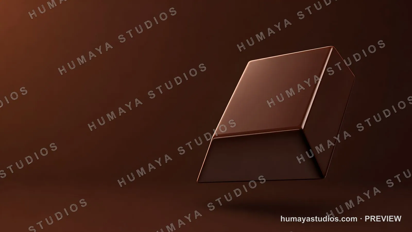 Floating Chocolate Piece on Brown Background