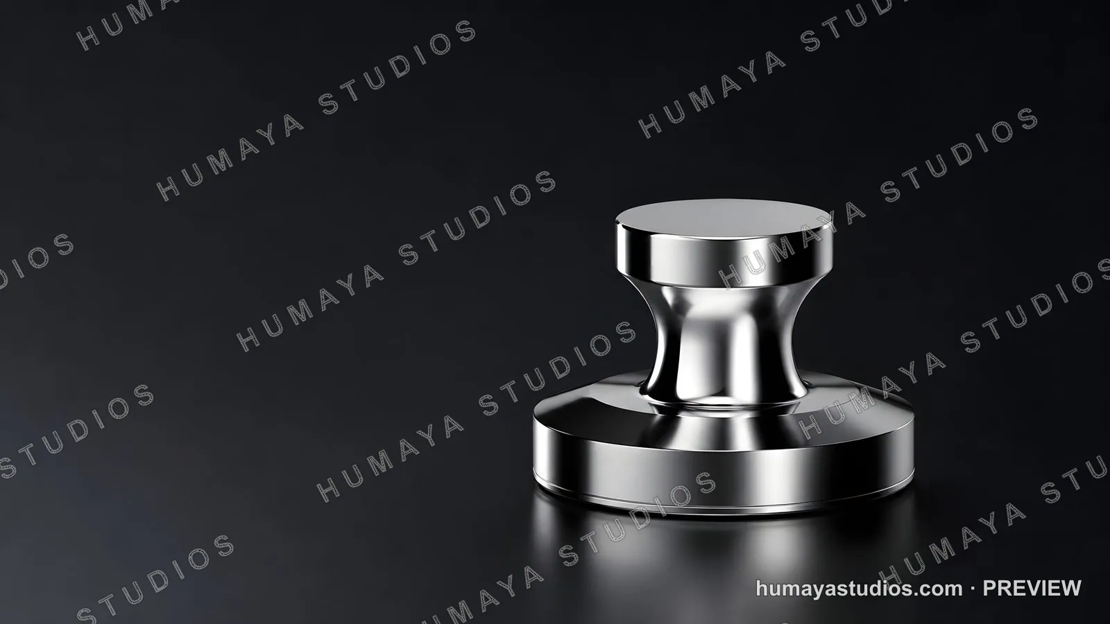 Polished Silver Coffee Tamper on Dark Reflective Surface