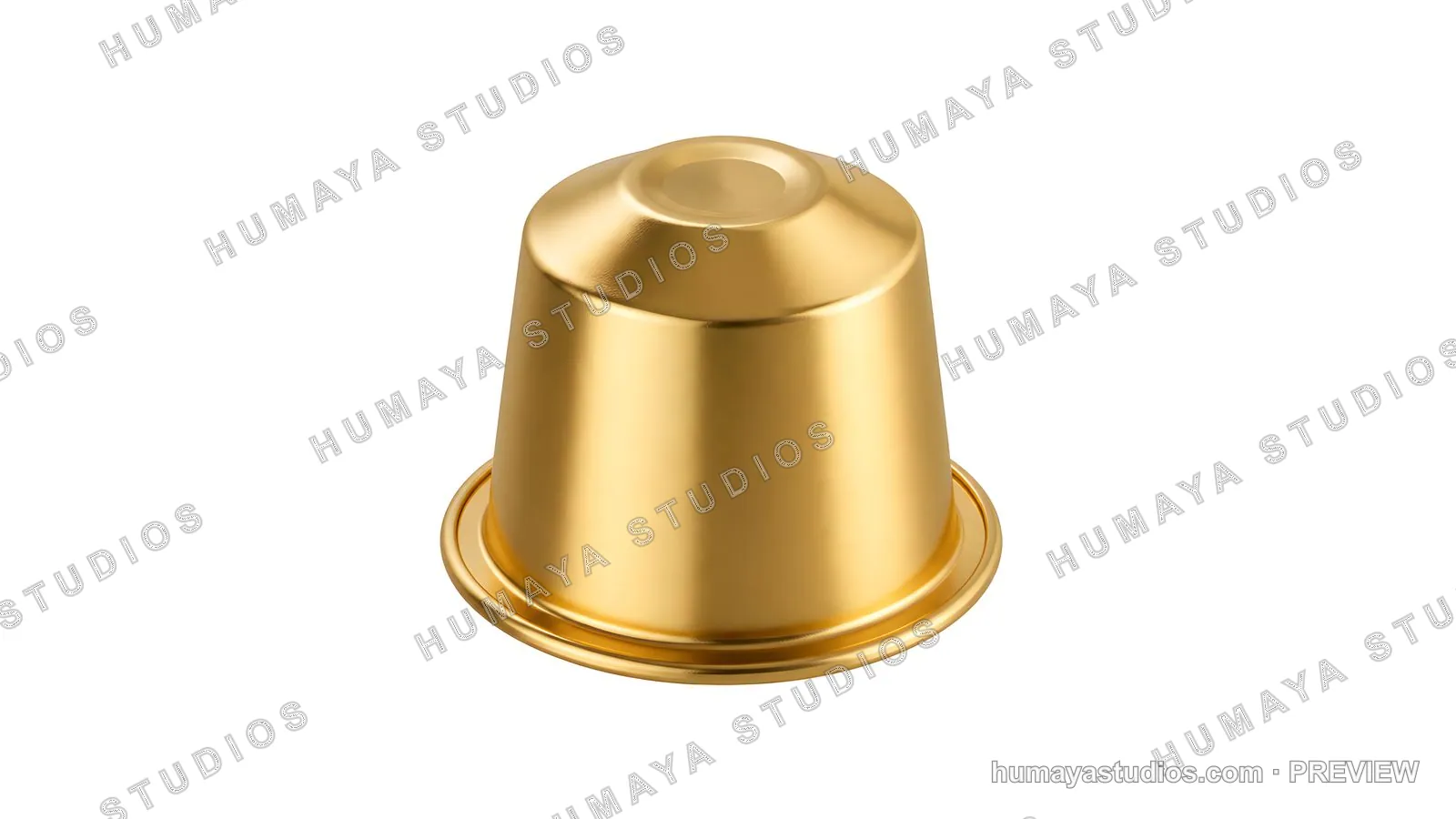 Golden Espresso Coffee Pod Isolated on White Background